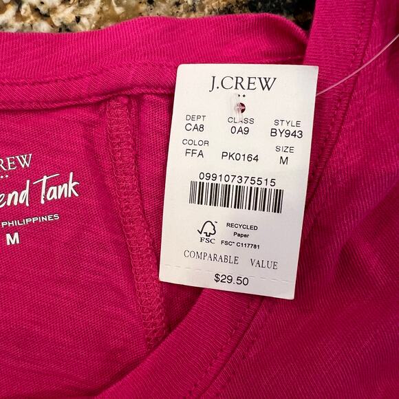 NWT J. Crew Women's Fuchsia Pink Girlfriend Tank Top - SIZE M - Picture 4 of 6